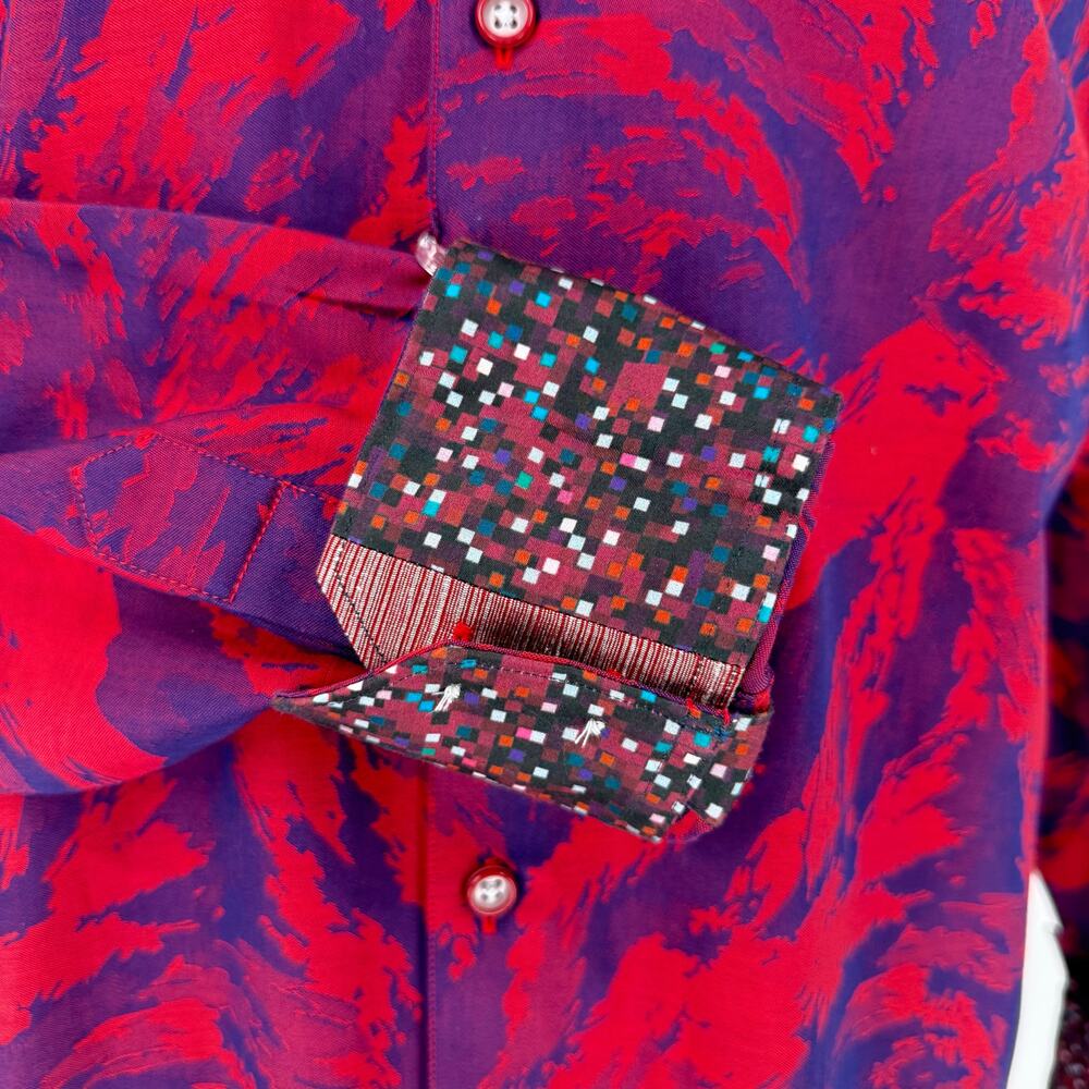 Robert Graham Woven Button Front Long Sleeve Shirt EXPRESSIONIST Paint Print M - Picture 3 of 9